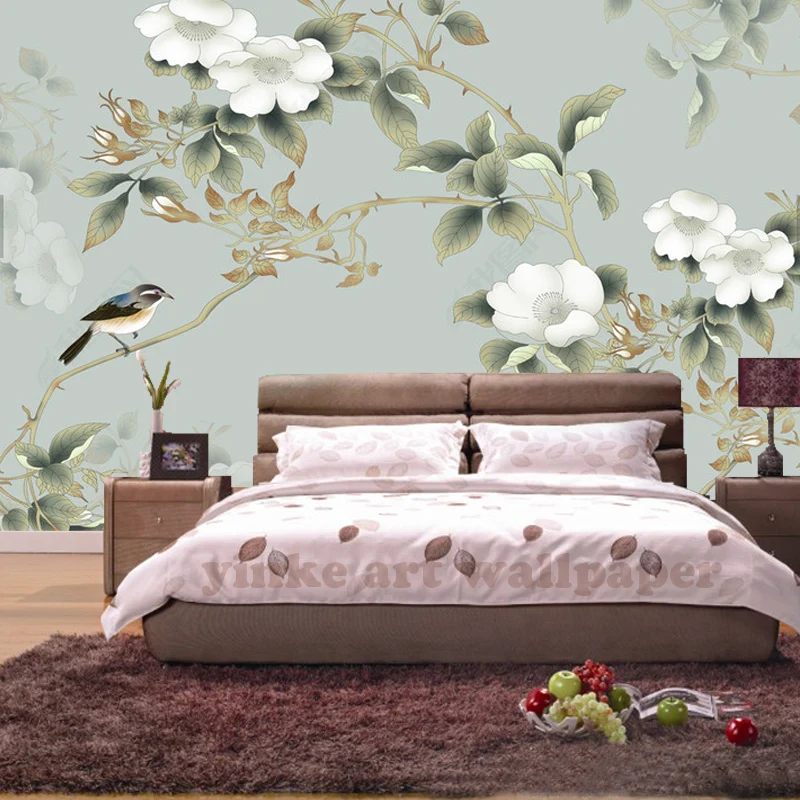 

Ручная роспись птица дерево цветок Американский 3D виниловая настенная бумага обои домашний Декор Гостиная ТВ диван фон настенная бумага