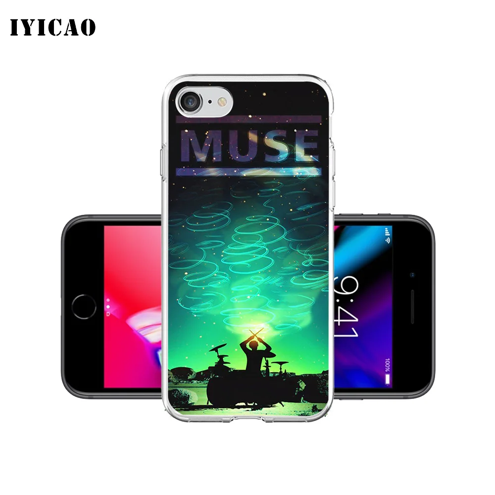 IYICAO Muse Band Мягкий силиконовый чехол для телефона iPhone X XR XS MAX 6 6s 7 8 Plus 5 5S SE TPU