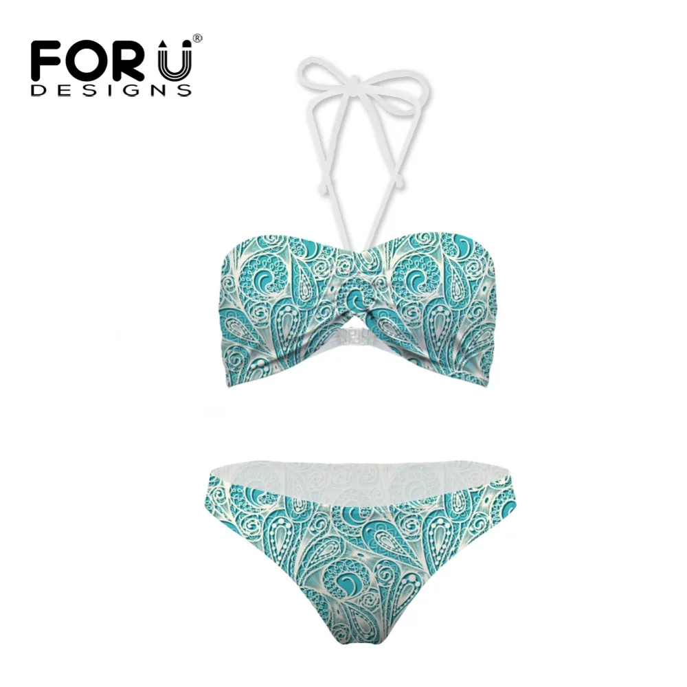 FORUDESIGNS/2017 новое бикини для подростков Молодежный купальный костюм женский бандо