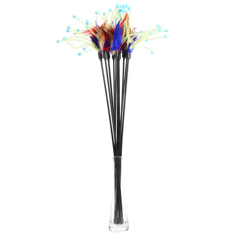 

Pet Products Cat Supplies Color Pistils Feather Elastic Toys Cat Teaser Sticks 30pc/lot