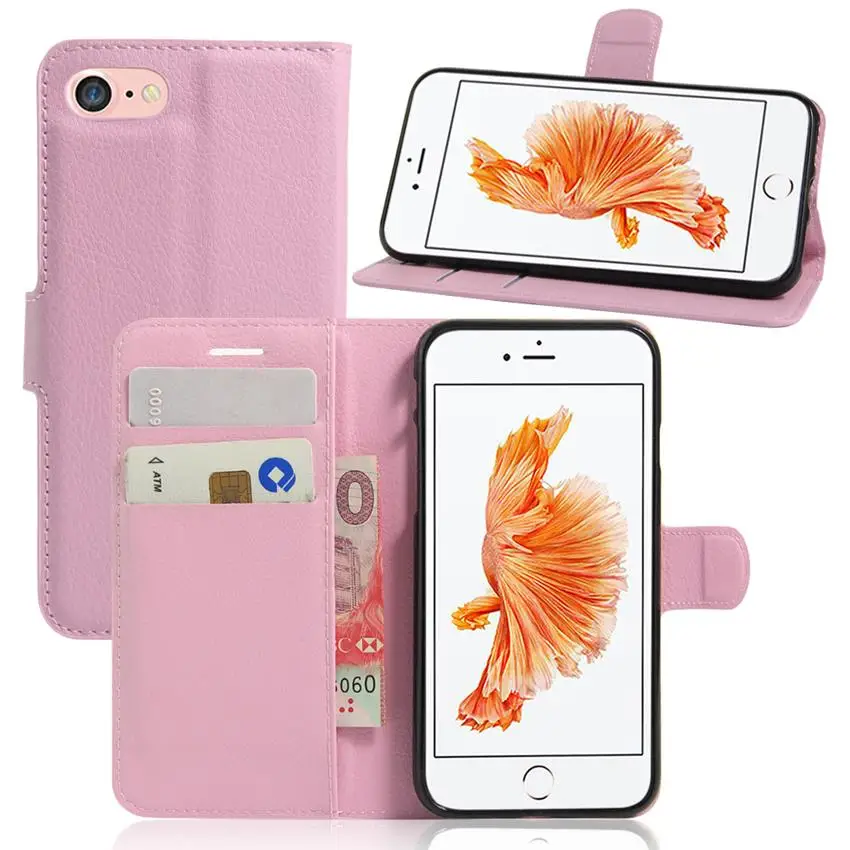 Чехол книжка с бумажником для Apple iPhone 4 4S 5 5C 5S SE 6 6S 7 8 Plus чехол телефона отделениями