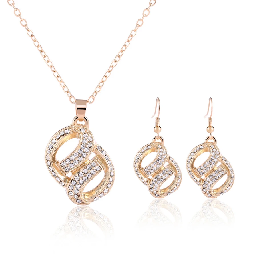 

Austrian crystal jewelry best friends pendant fashion peas pendant gold-color jewelry sets for women 2018