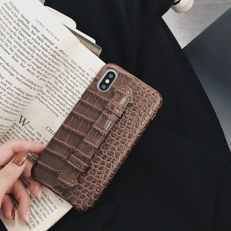 High-end Fashion Leather crocodile Pattern Bracket All-inclusive Phone Case for iphone XS Max XR X 7 8 6 6SPlus Cover |