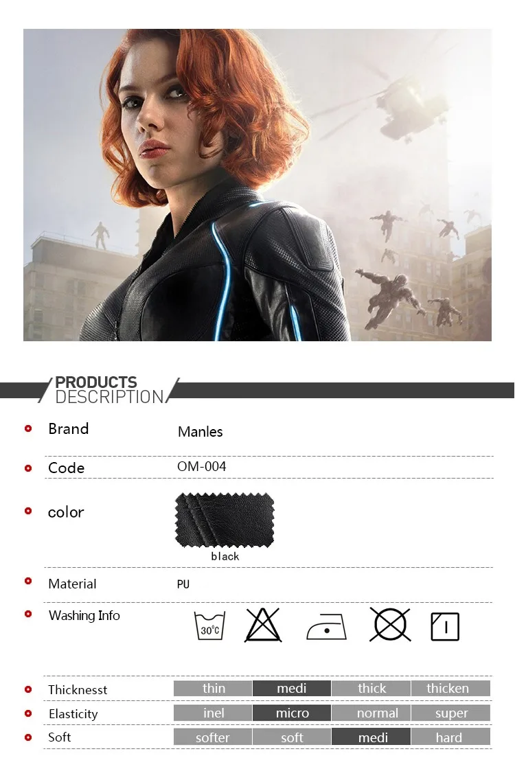 Black Widow Natasha Romanoff Costume The Avengers 2 Cosplay Outfit Halloween Superhero Women Clothes Party Custom Made Adult