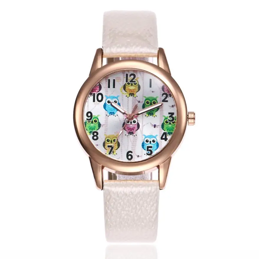 Новые модные брендовые часы с совой женские кварцевые белая застежка для часов