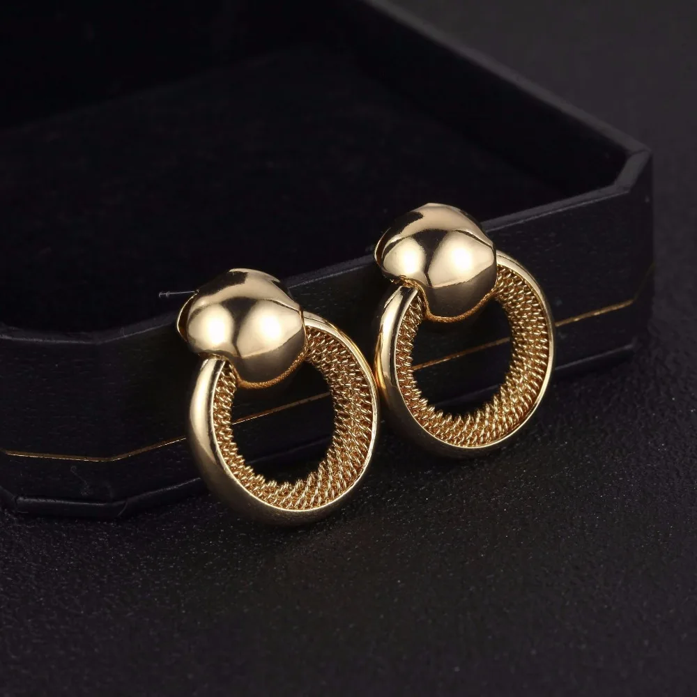 Simple Korean Silver Gold Earrings Geometric Round Circle Gear Big Bead Drop Statement For Women Punk Kpop Jewelry 2018 | Украшения и