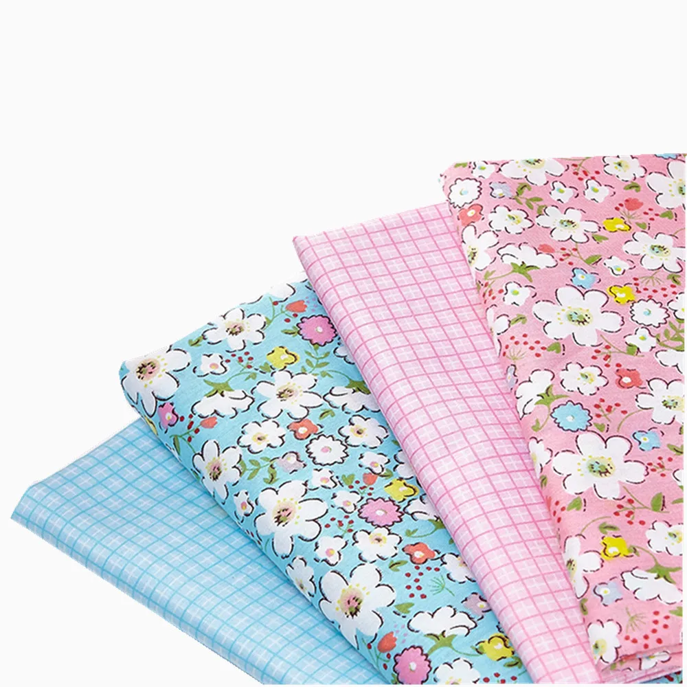 4pcs/Lot 40*50cm Pink Blue Daisy Floral Plaid Series100% cotton fabric patchwork Bundle tilda for sewing Diy cloth | Дом и сад