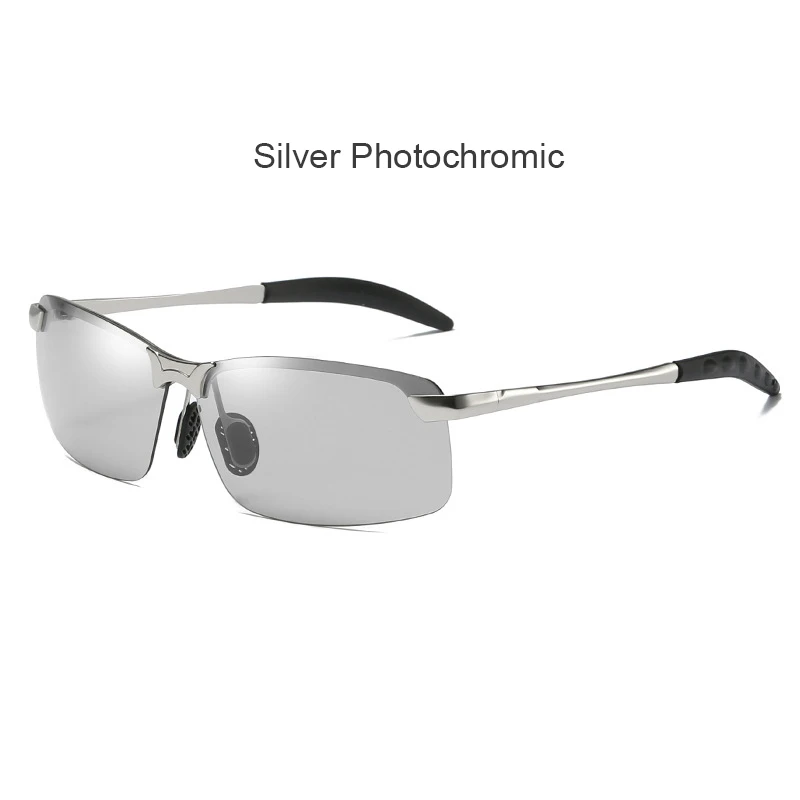 C4 silver photo Фотохромные спортивные солнцезащитные очки из алюминиево-магниевого сплава, мужские защитные очки для вождения, дня, ночного видения, прямоугольные солнцезащитные очки-хамелеоны для улицы - Цвет линз: C4 silver photo