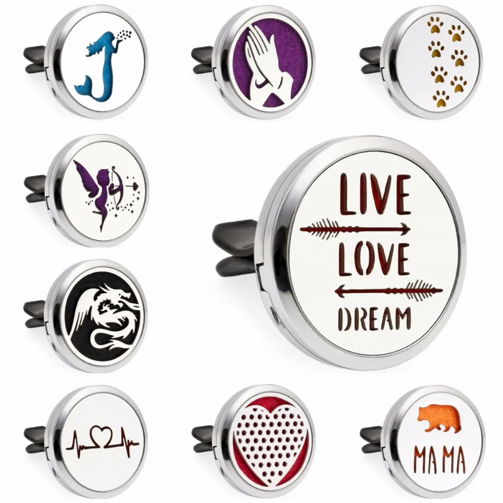 Live Love Dream Дракон Русалка Сердце 30 мм магнит эфирное масло ароматерапия духи автомобильный диффузор медальон вентиляционные зажимы 10 шт. колодки