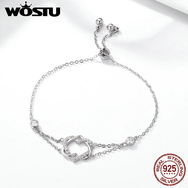 WOSTU/Лидер продаж Роскошный 100% Стерлинговое Серебро 925 пробы браслет в форме