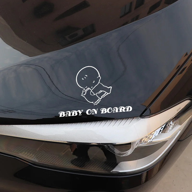 

YJZT 18X11.8CM Cute Baby Cartoon Car Sticker BABY ON BOARD Warning Window Trunk Decoration Decal C25-0058