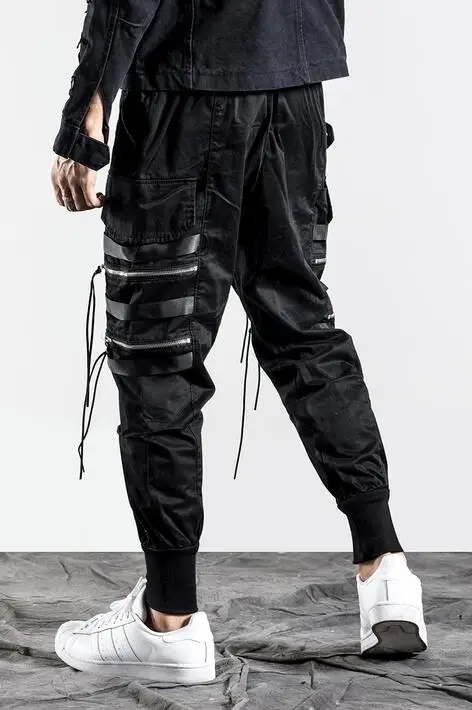 Мужские брюки на молнии черные уличные шаровары осень 219|men pants harem|harem menfashion men |