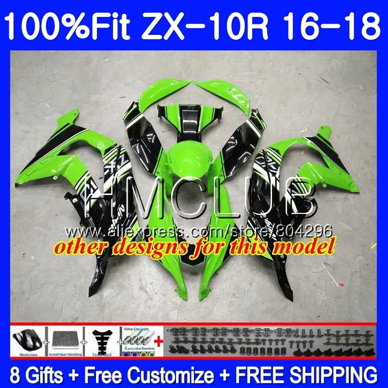 Инъекций завод зеленый для KAWASAKI NINJA ZX 10 сотрудников отдела исследований ZX10R 16, 17, 18, 42HM13 ZX 10R ZX1000 ZX 1000 ZX-10R комплект обтекателей