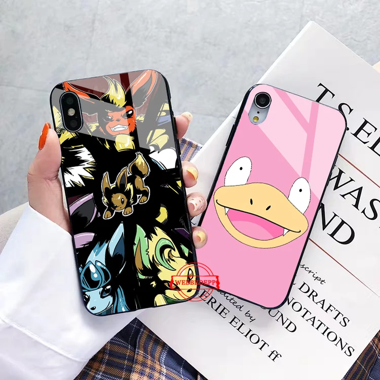 Мультяшные Покемоны eevee pika стеклянный чехол для телефона для Apple iPhone 11 Pro X XS Max 6 6S 7 8 Plus 5 5S SE