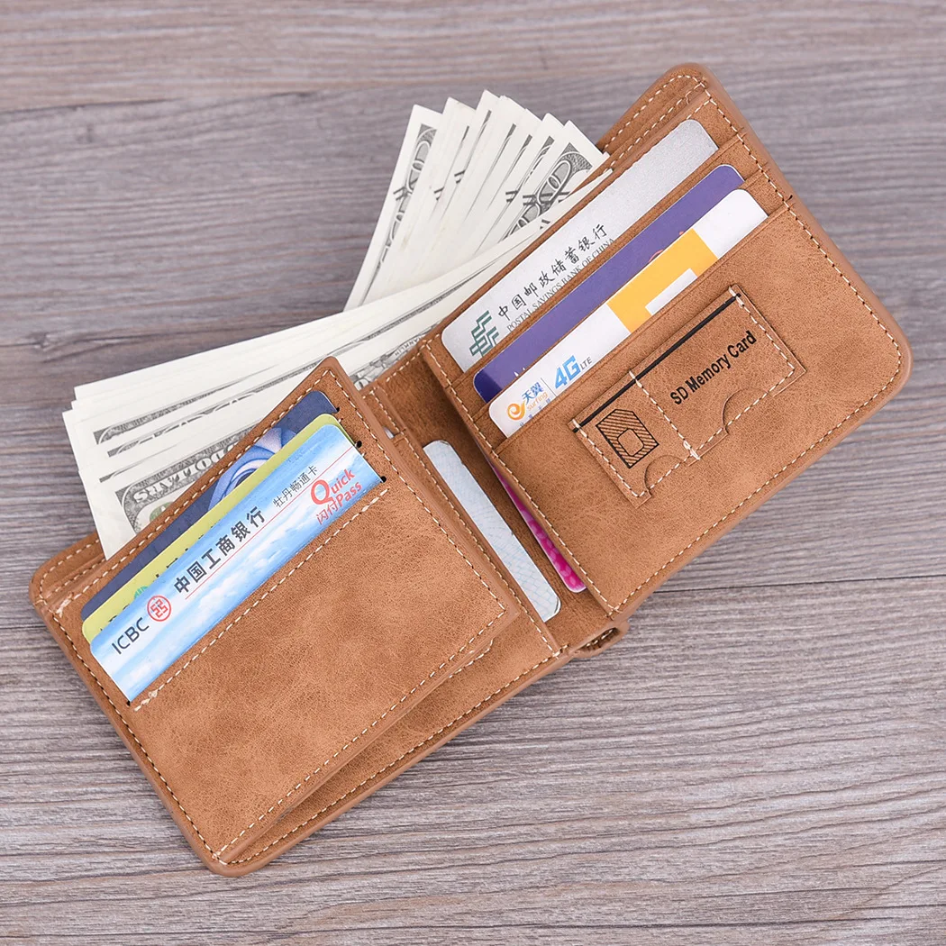 Мужской кошелек ретро повседневный кожаный кошелек короткий billeteras para hombre carteira мужской кошелек 3 в 1 держатель для карт