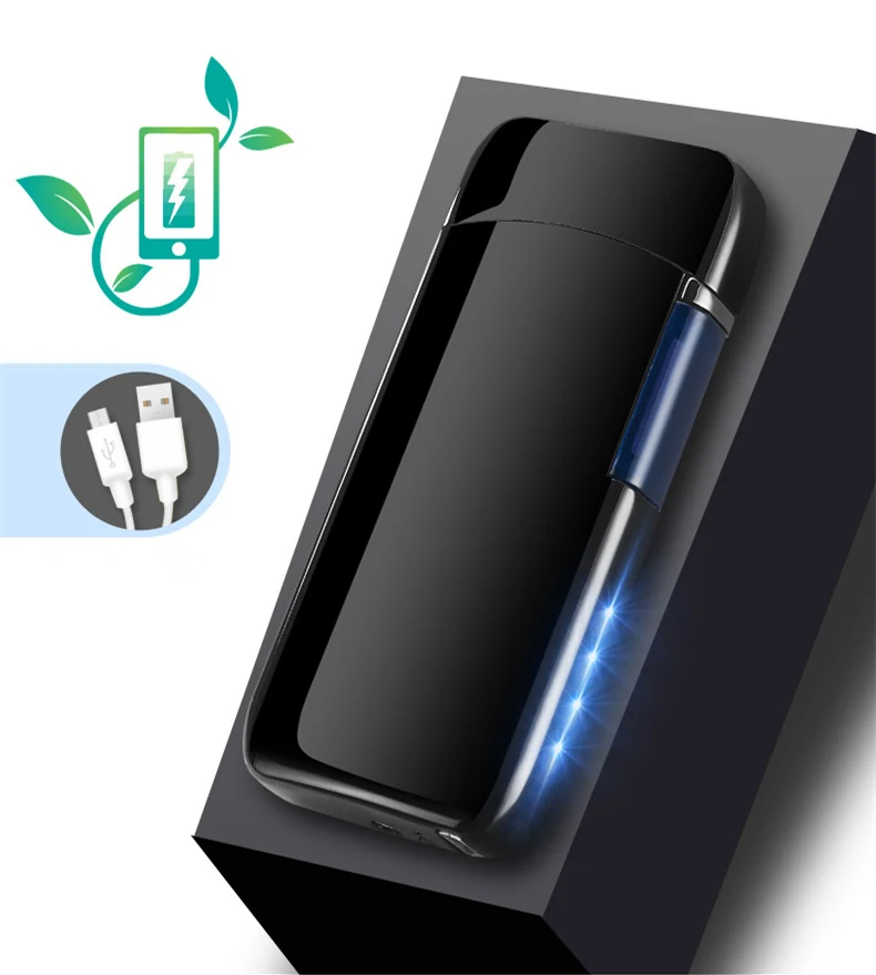 Индуктивная двойная дуга USB Зажигалка перезаряжаемая электронный светодиодный дисплей питания сигаретная плазма Palse Pulse Thunder зажигалка