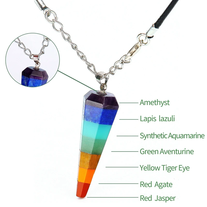 Ожерелье SEVENSTONE 7 Chakra Yoga Angel ожерелье с натуральным кулоном подвеской из