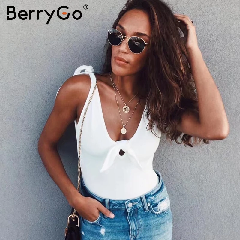 BerryGo, белый бант, облегающий, вязанный боди, женский, черный, сексуальный, цельный, женский, Повседневный, красный, осень, зима, комбинезон