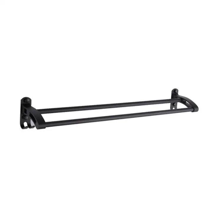 double towel bar Набор аксессуаров для ванной комнаты, Космический алюминиевый черный набор аксессуаров для ванной, вешалка для полотенец, держатель для бумаги, держатель для туалетной щетки, крючки для халатов - Цвет: double towel bar