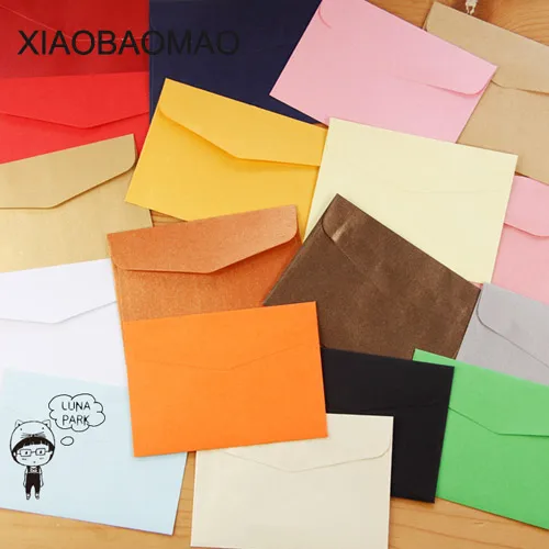 10*7cm 100x70mm Colored Pearlescent Offset Paper Envelopes Simple Love Retro Buckle Decorative Envelope Small Paper Envelope