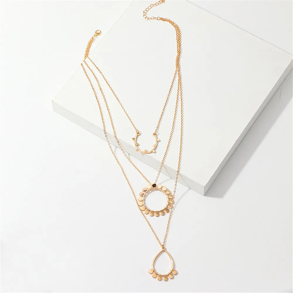 Женское винтажное ожерелье с кулоном MLING многослойное блестками модные