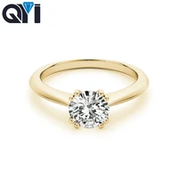 qyi wedding ring for women 1 ct round moissanite diamond 14k yellow gold classic gift engagement ring