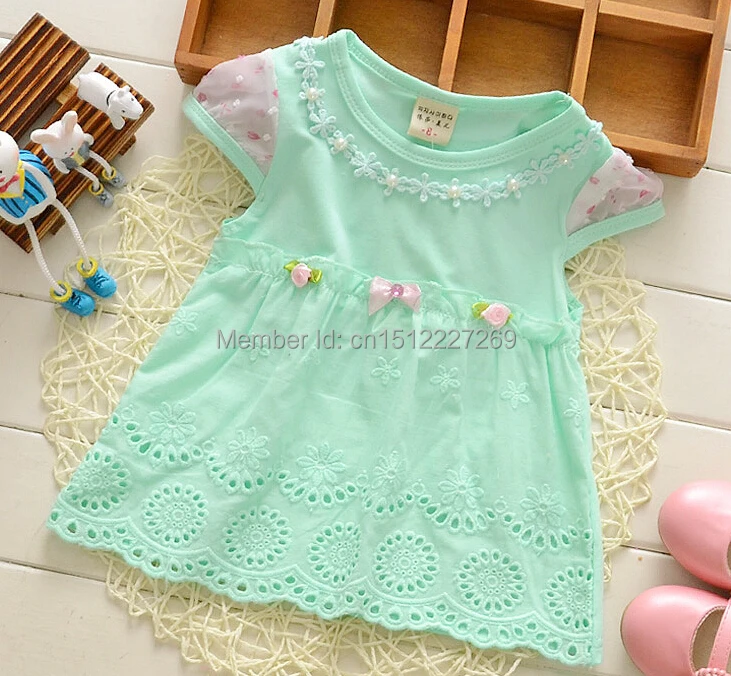 Free shipping Summer Kids Clothing New Style Girls Dress Hollow flouncing Baby T-Shirt 4 colors | Детская одежда и обувь