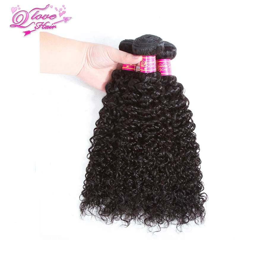 Queen love Волосы Кудрявые кудрявые человеческие волосы волнистые 4 пучка Remy