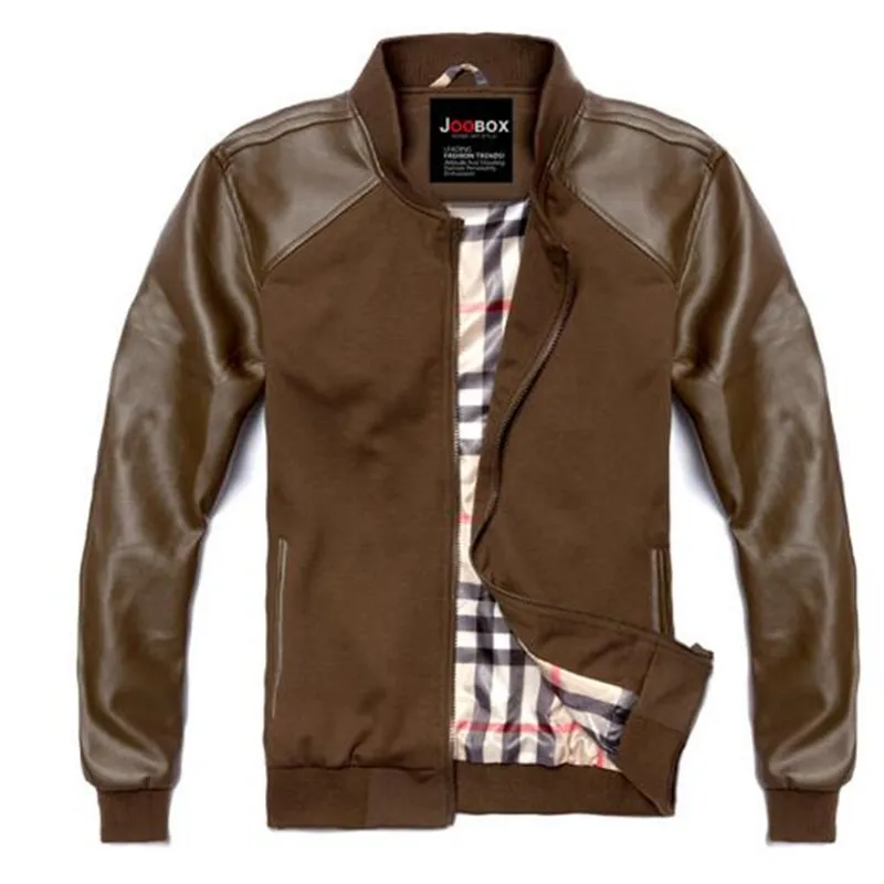 Мужские Лоскутные кожаные куртки повседневные винтажные мужские и пальто на