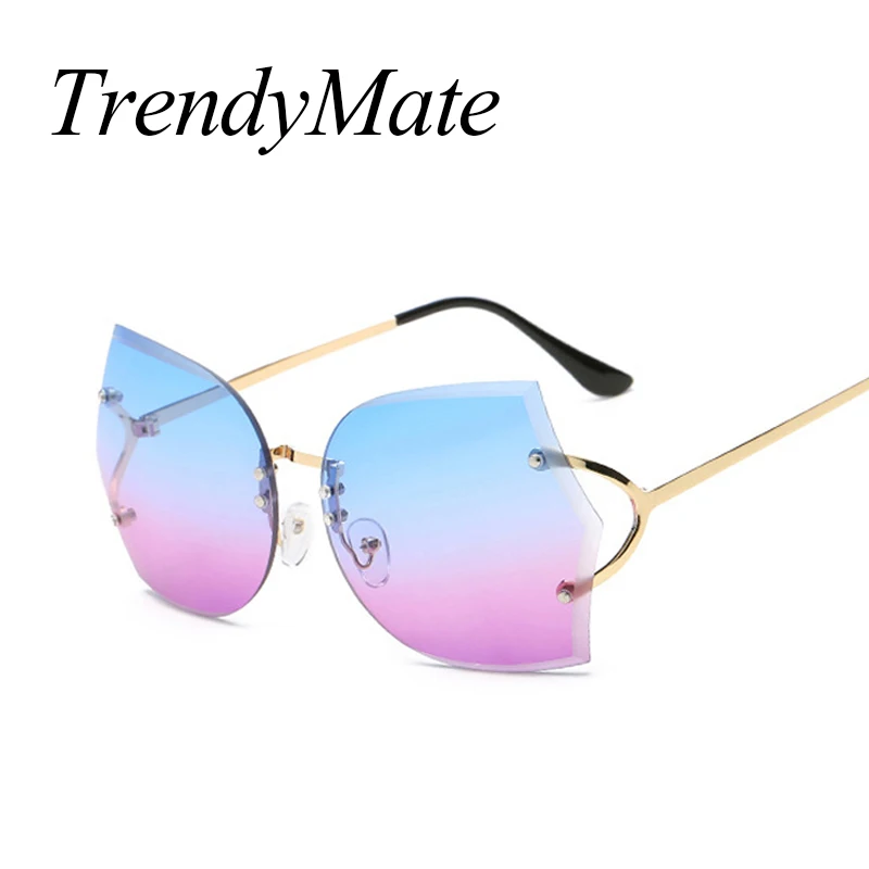 2017 ретро большие очки без оправы женские дизайнерские градиентные старинные в