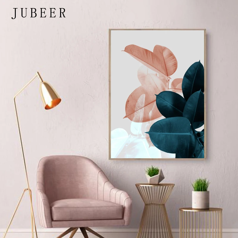 Картины в скандинавском стиле красный цветок холст картина зеленые листья