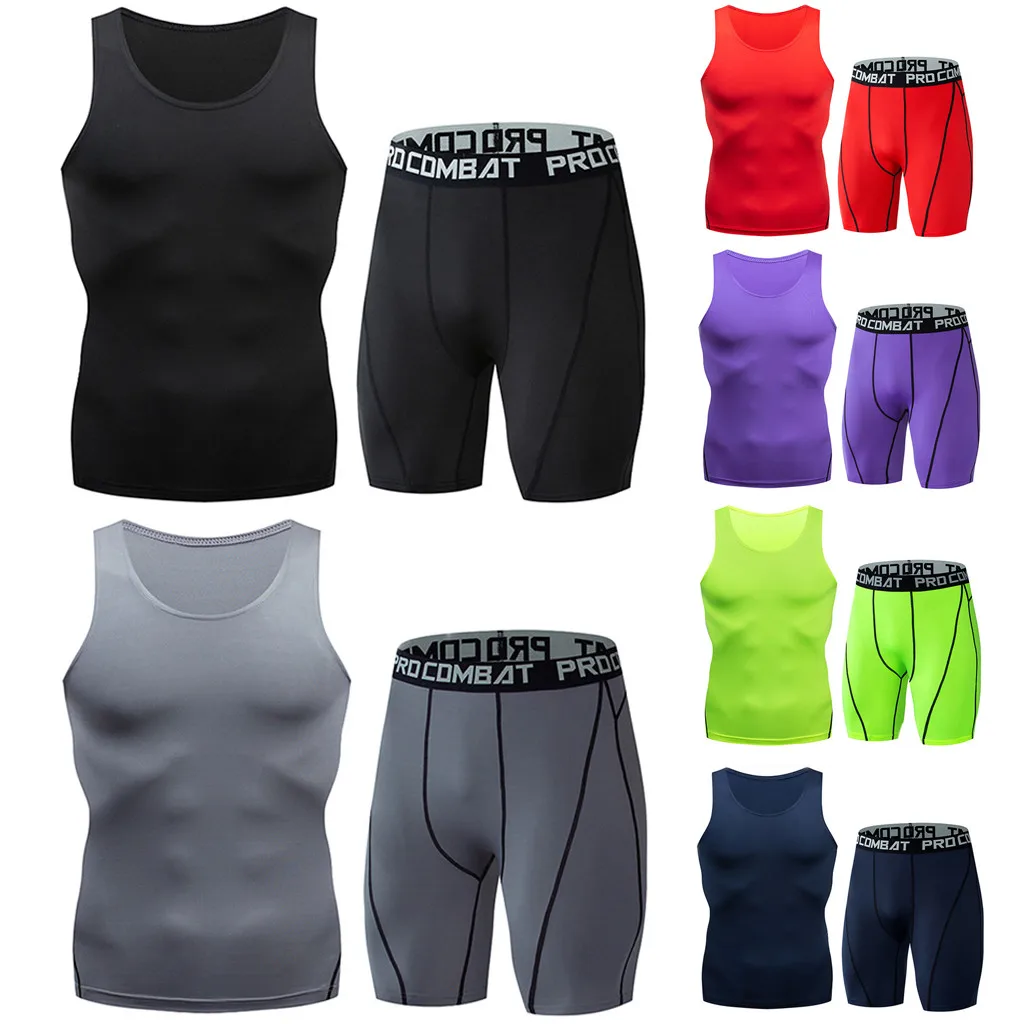 Мужской повседневный Быстросохнущий эластичный жилет топы короткие штаны