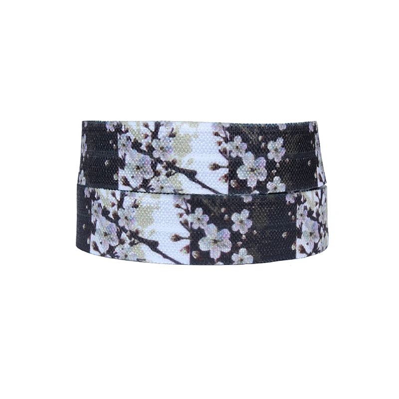 

(50 yards/lot) Beautiful sakura printed flower foe ribbon for women hair ties