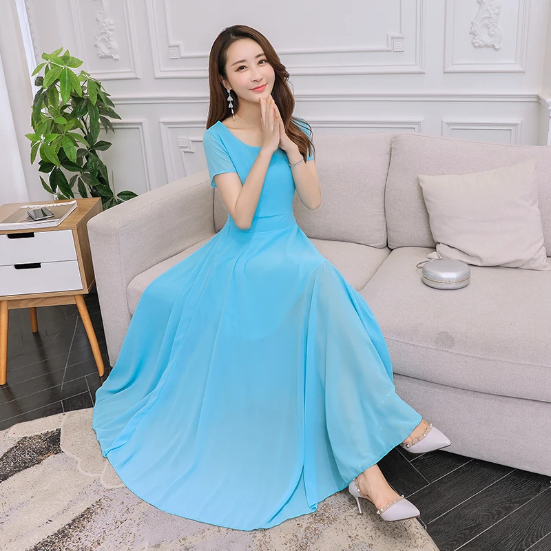 2019 летнее Новое поступление круглый воротник одноцветное короткий рукав высокое