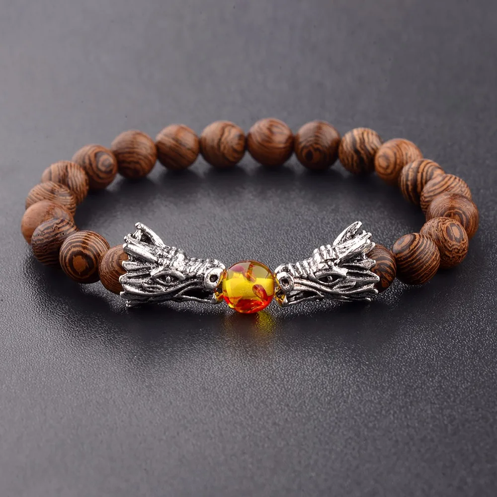 Женский браслет из золотистого и серебристого дракона|bead bracelet|wooden bead braceletbracelet women