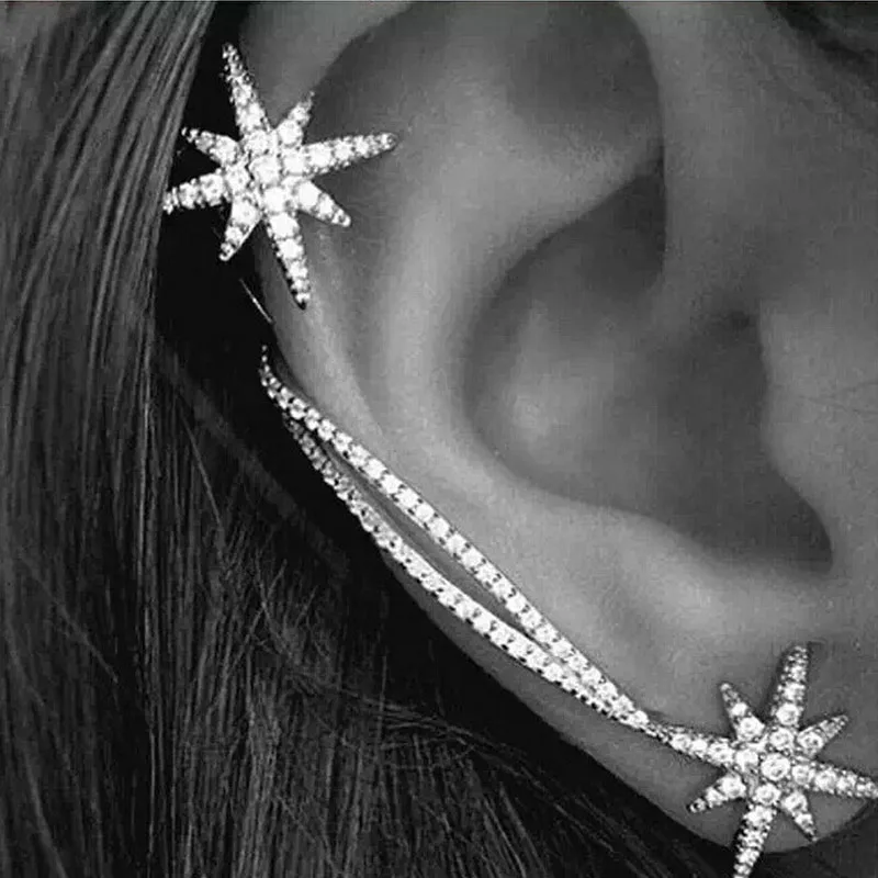 Женские серьги гвоздики в виде снежинок покрытые розовым золотом/серебром|rose gold