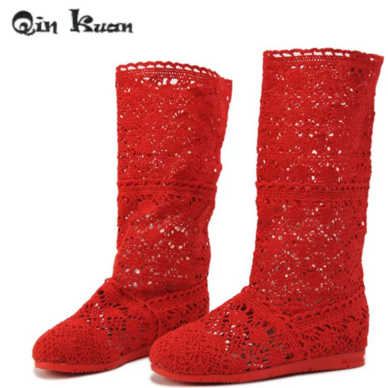 Девичьи весенние полые сапоги женские модные милые дышащие летние сетчатые