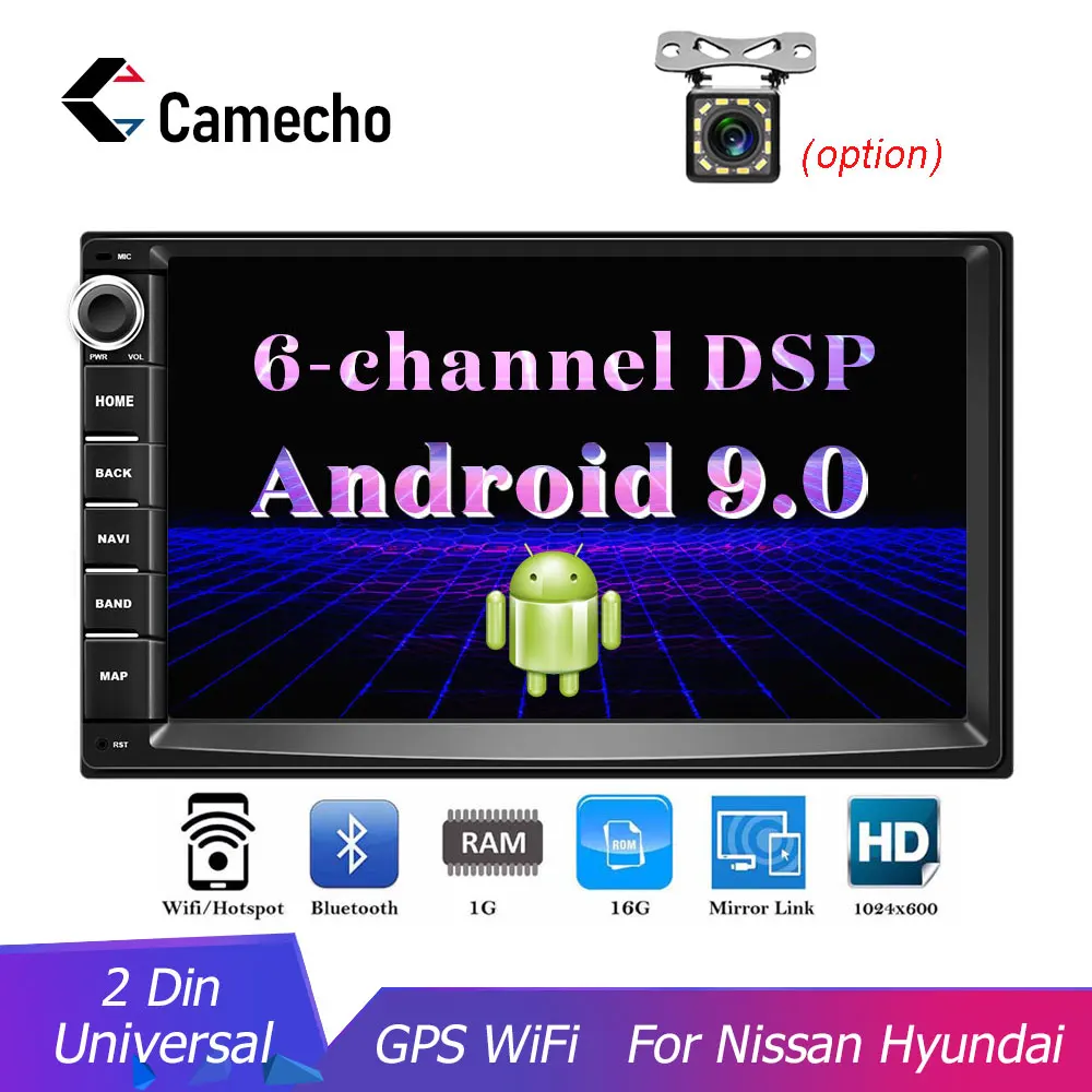 Camecho 2 Din Android 9 0 автомобильный мультимедийный плеер EU/RU склад GPS WiFi автомобильное