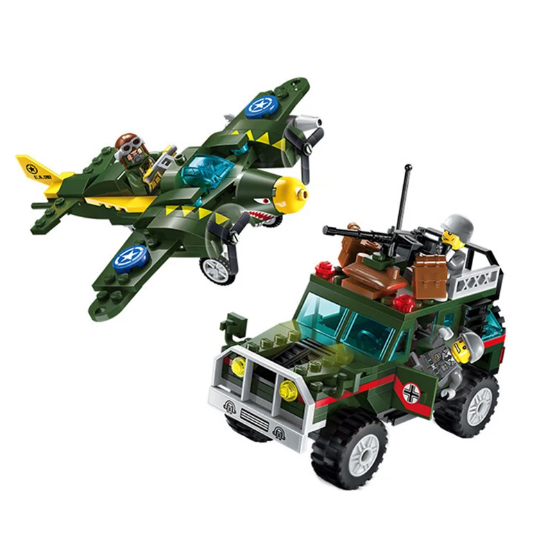 241 шт. детские строительные блоки игрушка Совместимость с legoingly city Military series Jeep chariot