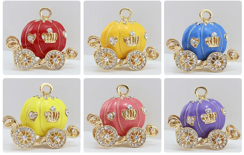 50 мм сплав Эмаль Кристалл Золушка Корона Тыква карета Подвески Стразы Diy
