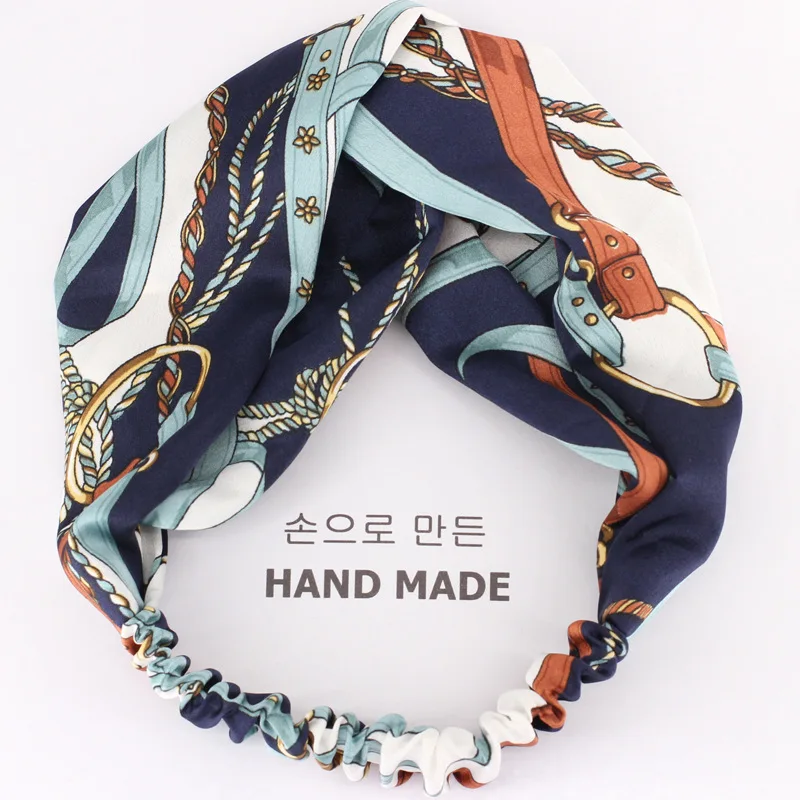 Женская плетеная повязка на голову с принтом и переплетением узлов аксессуар для
