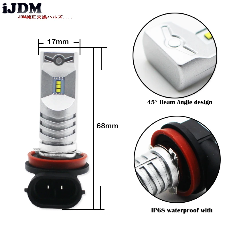 IJDM H11 Светодиодный 6000K Белый светодиодный фонарик H16JP H8 H9 фонарь для