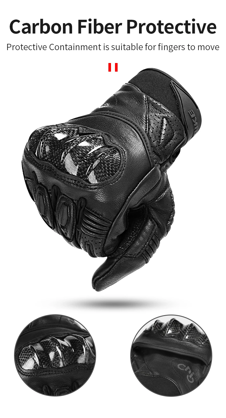 INBIKE Перчатки для мотоциклистов из натуральной кожи, мужские зимние термальные перчатки для горного велосипеда, перчатки с сенсорным экраном, 3 мм, EVA, ладонная накладка, Guantes Moto Luvas