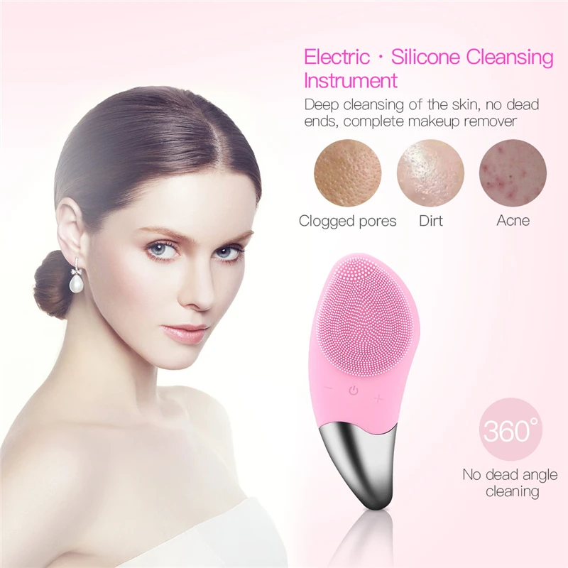 

Ultrasonic Electric Silicone Facial Cleansing Brush Massager Anion Imported Vibration Massager For Face Wrinkle Blackhead Remove