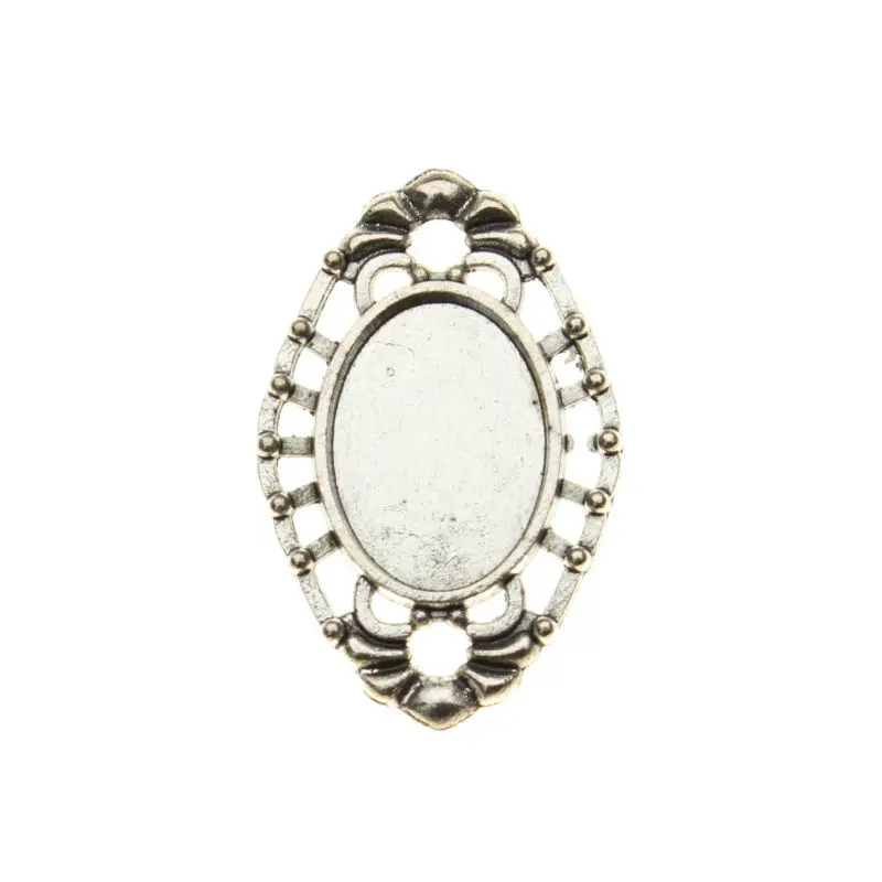 10 шт. античные серебряные разъемы для ювелирных изделий Овальный Кабошон Базовые