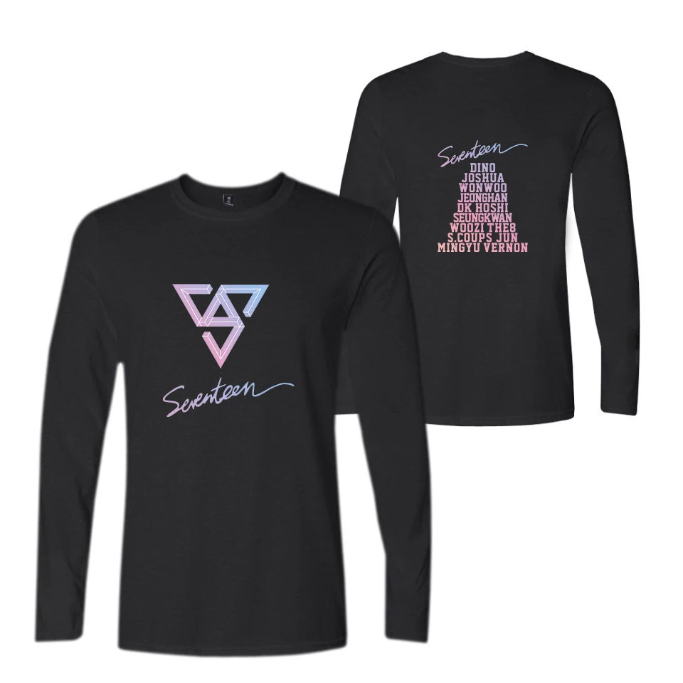 Футболка Seventeen17 хлопковая футболка с длинным рукавом K Pop Style Clothe 17 Carat Seventeen K-Pop