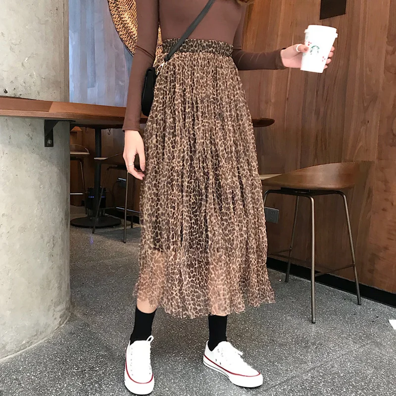 Harajuku хаки Тюль эластичный пояс для женщин юбки лето 2019 Новый животных
