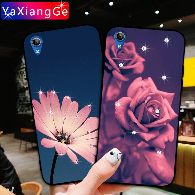 Чехлы с цветами и розами для Vivo V7 Plus Y79 Y81 Y83 мягкая задняя крышка из ТПУ со стразами