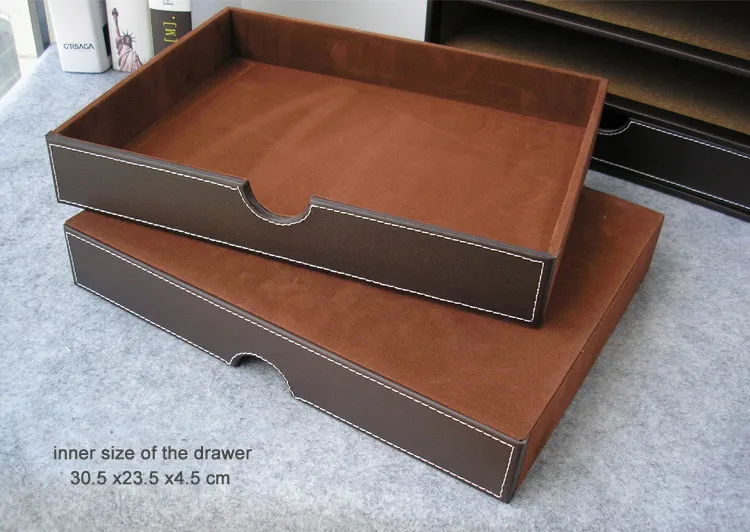 Горизонтальный 3 слойный выдвижной деревянный строительный кожаный стол Шкаф
