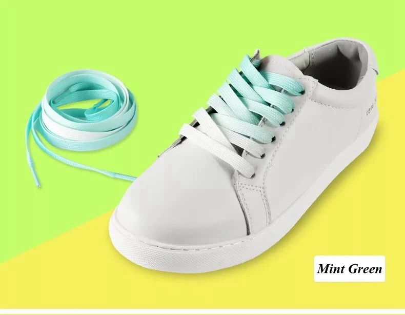 Mint Green 1 пара/Цветные шнурки для обуви плоские шнурки обуви модная парусиновая обувь для отдыха конфетная нарядная Ткань шнурки для женщин и мужчин - Цвет: Mint Green